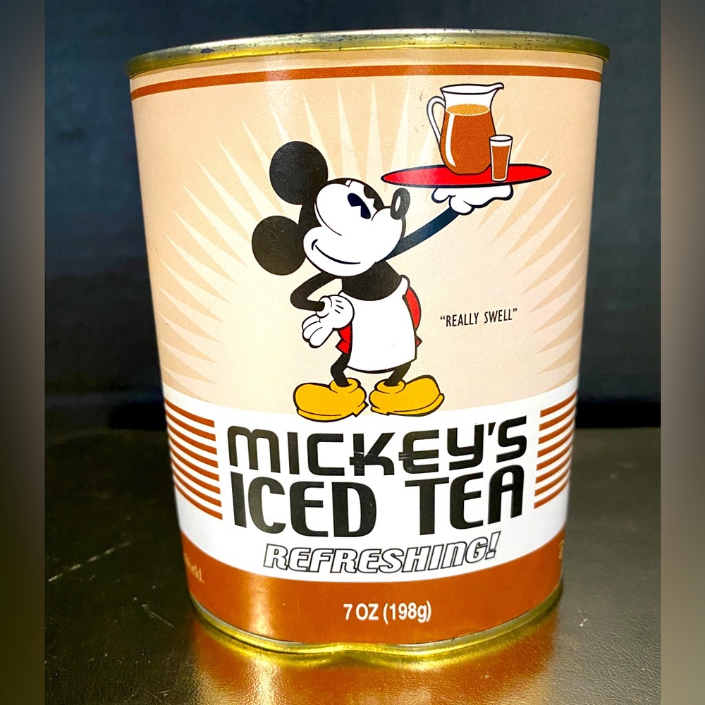 DISNEY WORLD & DISNEYLAND VINTAGE MICKEY’S ICE TEA COLLECTIBLE OVAL SHAPED CAN